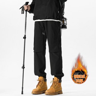 戶外登山長褲 - 秋冬防風防潑水保暖束腳工作褲 刷毛工裝機能長褲 情侶加厚運動雪褲 衝鋒褲 (台灣出貨)