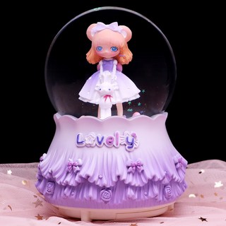 DFMEI 人魚公主水晶球音樂盒卡通擺件飄雪光學生創意禮品生日禮物精品店, 55洛麗塔 B款紫色