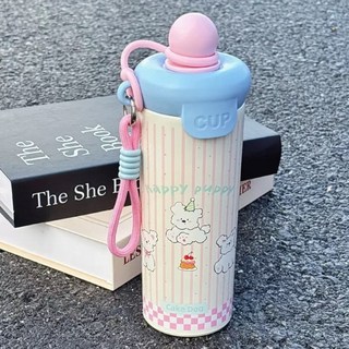 新款大容量吸管保溫杯，便攜隨手杯，適合學生兒童, 粉色,600ML, 1個