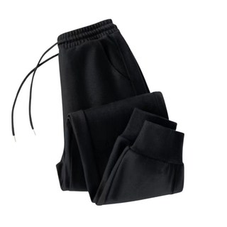 男士灰色棉質休閒長褲 - 舒適寬鬆束口運動褲