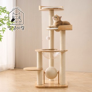 멍냥이랑 원목 캣타워 캣폴 스크래쳐, 1개, 더블 슬림 쿠션 캣타워