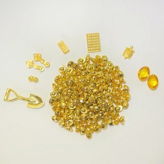 聚寶小舖 一桶金招財組 (小金桶/大金桶) 元寶 金條 金龜 如意 花生 算盤 金鏟子 琉璃元寶 擺飾配件, 聚寶C組(不含桶子)-適用大金桶