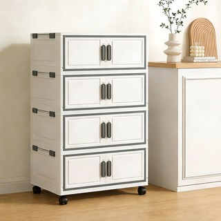 리보아 접이식 이동식 폴딩 리빙박스 수납장, 화이트