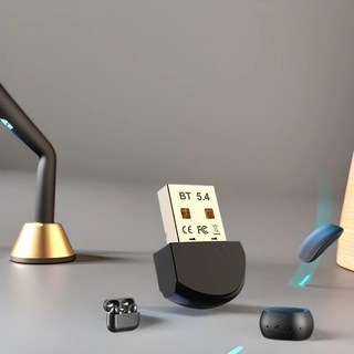 藍芽5.4接收器，免驅動隨插即用，電腦外接藍牙適配器，穩定快速無線連接, 藍芽5.4接收器, 1個, 黑色, 藍芽5.4接收器