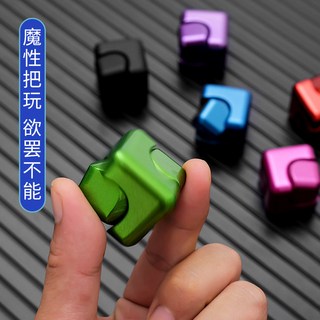 七彩金屬磨砂炫彩方形指尖陀螺，台灣出貨，EDC減壓玩具，創意篩子, 1個, 磨砂藍,29 * 29mm