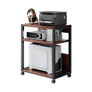 極美家居 電腦移動架, 1個, 深胡桃+黑架三層