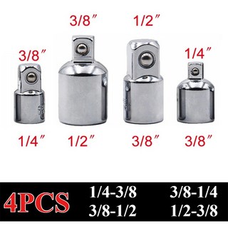 소켓 변환 어댑터 1/2에서 3/8로 3/8에서 1/4로 1/2로 에어 렌치 조인트 라쳇 드라이브 수리 도구, 06 4PCS Set Silver