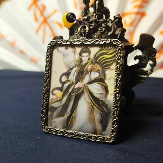 狐仙手繪描金唐卡，九尾狐主題吊飾，精緻描金工藝, 1個, 正品狐仙5（內附tao花F）