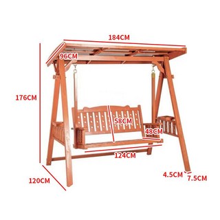 야외 원목 그네 의자 정원 흔들의자 탄화목 실외용 휴식용, 신형 사각 우드 오렌지 PC투명상단포함