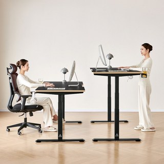 아우스 GE06 3-STEP 고강도 스퀘어 듀얼 모터 25mm상판 800폭 전동 모션데스크, 블랙 상판+블랙 프레임