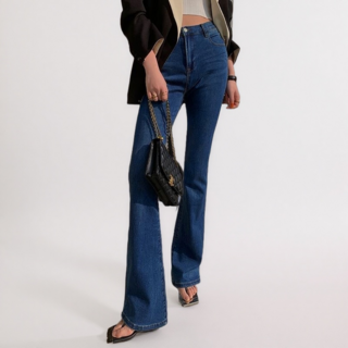 VIISHOW 여성용 스판좋은 하이웨스트 슬림 롱 부츠컷 청바지