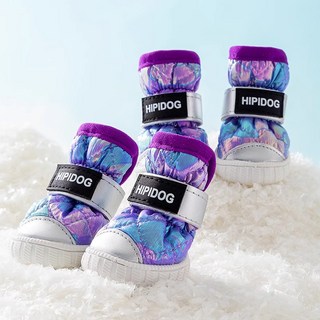 FX00189 애견 반려견 신발 겨울 강아지 방수 미끄럼 방지 슈즈 털신발 초경량 양털 산책 야외 발보호 말랑화 부츠, 핑크, 1개