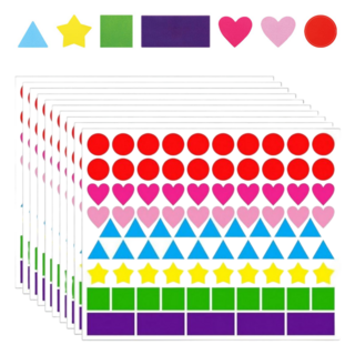 스노벨 7색 6도형 원형 하트 별 스티커 10매, 7색상(S5138) 840개입(10장), 1세트
