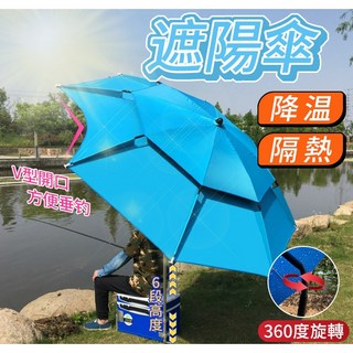 寶貝屋 防風雙層遮陽傘/釣魚傘, 兩米四拚綠