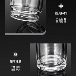 台灣熱銷新款茶水分離杯，男士車載速開杯，一鍵開蓋雙層玻璃杯，便攜按壓式水杯, 1個, 無蓋可開300ML透明杯體