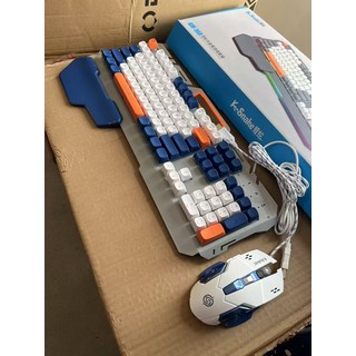 蝰蛇 KM160 機械手感有線電競鍵盤滑鼠套裝 筆記本金屬鍵鼠, 如圖所示, 詳情內介紹, 製造商軸