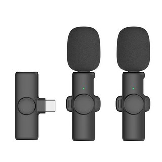 直播麥克風 一對二領夾式麥克風 降噪話筒 手機收音器 錄音 Type-c/平果接口 戶外錄視頻麥克風, Type-C接口【1托2】