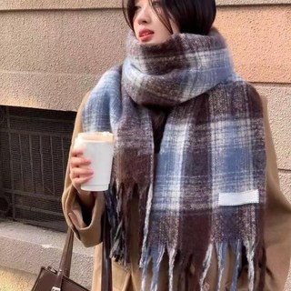 RoseAria 남녀 공용 판타지 체크 무늬 니트 머플러