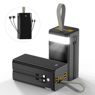 WOWWAY 대용량 보조배터리 50000mAh 고속충전 PD+QC3.0 일체형 휴대용 전원 여행용 캠핑용 파워뱅크, 블랙