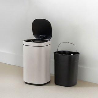 [스마트포크] 자동센서 휴지통 12L 20L 30L 종량제 내부보조통 냄새차단 기저귀 인테리어 가정용 사무실용 주방용, 그레이