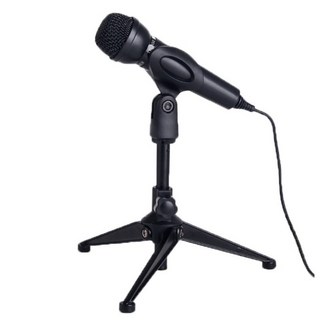 麥克風支架 電容話筒三腳桌面臺式升降支架 穩固三角支撐 高度可調 適用多種場景, 1個, 黑