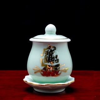 鶯歌精作 供水杯-50ml 燙金字 鶯歌陶瓷 小 佛前供杯 祖先杯, 1個, 【招財進寶】x1