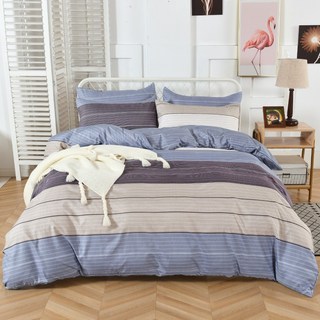 HOFY 台灣製吸濕排汗 - 條紋床包 陽光暖暖M320