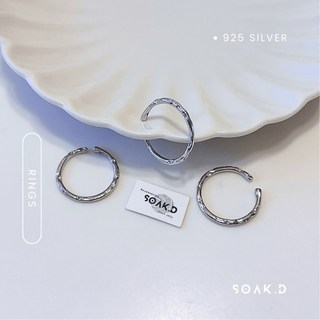 SOAK.D 925純銀浪花開口戒指 可調節尺寸 簡約時尚設計 尾戒