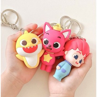 （現貨） 韓國 babyshark 鯊魚寶寶 貝貝彬 碰碰狐〰 音樂鑰匙圈 娃娃吊飾 公仔吊飾, 1個