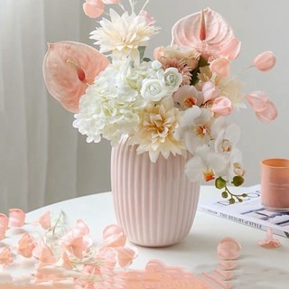 北歐風陶瓷花瓶，現代簡約設計，客廳擺設，適用於鮮花、水培、乾花, 若山小號.粉