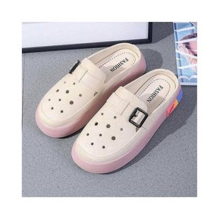 厚底洞洞鞋女2025新款夏季外穿防水止滑懶人鞋戶外休閒時尚百搭增高舒適防臭大尺碼包頭平底輕便休閒鞋
