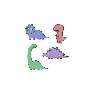 彩色小恐龍紋身貼紙一套五款 微刺青輕紋身 親子活動抖音小紅書同款, 1個