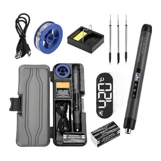 【超長續航 化錫提升300%】電烙鐵 數顯可調溫 電焊筆 焊接 烙鐵頭, 1個, 無線數顯電烙鐵 可調溫度【三頭款灰色】, 無線數顯電烙鐵 可調溫度【三頭款灰色】