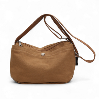 Bliss 復古簡約斜跨帆布包 輕巧隨身斜背包 可容納長夾 25x15x10cm 多色選擇, 棕色