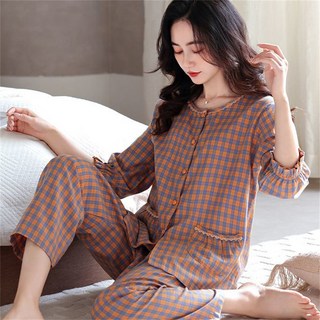 Vezri 여성용 봄 가을 편안한 잠옷 상하의 투피스 세트