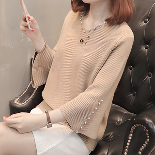 lemon soul 女款珍珠裝飾長袖針織衫
