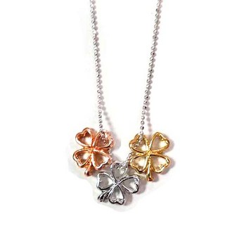 三色金色白K色紅銅色幸運草項鍊