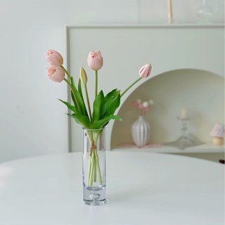 망고튤립 조화 5송이 묶음 8colors 촉촉한 싱그러운, 1개, 연핑크