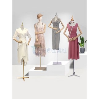 韓版女半身模特臺 櫥窗展示假人偶 服裝店模特道具, 鏡麵方闆/無手/平蓋（硬泡可插針）,針織白棉