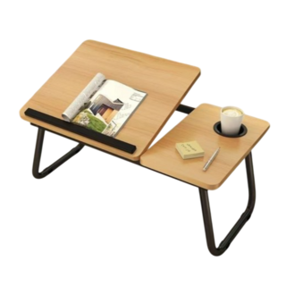 淘氣寶貝 台灣現貨 可升降折疊電腦桌 宿舍學習電腦書桌 床上懶人桌, 深木色