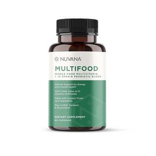 Nuvana Multifood 남성 및 여성용 홀 푸드 멀티비타민 | 유기농 과일 및 채소 21개 | 에너지 향상 장 및 건강 지원 | 프리바이오틱스 및 프로바이오틱스 | 6, 1개, 1개