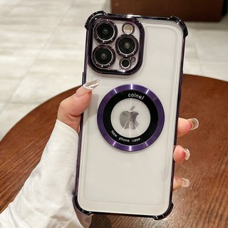 適用果粉15四角氣囊防摔雙圈磁吸電鍍手機殼iphone14全包16
