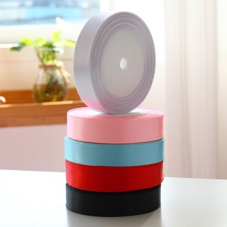 嗨購 生日蛋糕盒打包絲帶 禮品鮮花包裝織帶 烘焙絲帶 婚慶裝飾喜糖盒綵帶, 1個, 素色絲帶;2cm灰色(長22米）