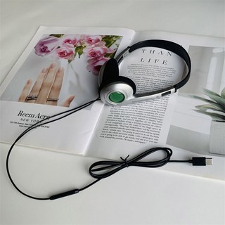 호환클래식 패션 레트로 헤드셋 밀레니엄 윈드 C타입 오버 이어 유선 빈티지 개성 3.5mm Y2K 헤드폰, G en Type C, 06 Green-Type C, 한개옵션2