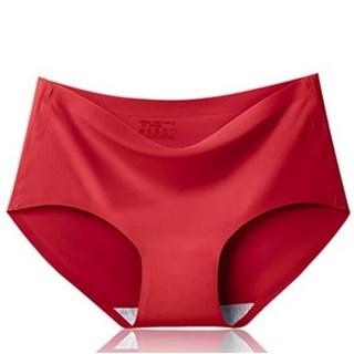 冰絲無痕內褲 女內褲包臀 大尺碼內褲 女三角褲, 紅色