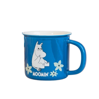 MOOMIN 嚕嚕米藍色陶瓷馬克杯 可愛卡通造型 大容量咖啡杯, 藍, 1個