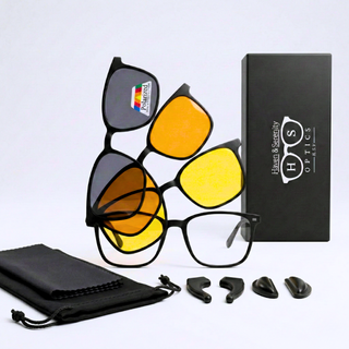 헤이븐 세레니티 3in1 블루라이트 차단 안경 편광 선글라스 클립온 긱시크 가벼운 뿔테 자석 탈착식 (야간운전 일본여행준비물)