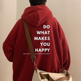 帽T男【M-5XL】韓版日系英文字母印花連帽衫 秋冬季刷毛帽t加厚加絨帽t 學生連帽上衣港風復古情侶帽t大學t 連帽衛衣