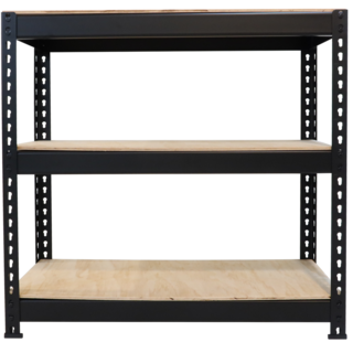 友田鋼鐵免螺絲角鋼三層二格架 開放式層架 組裝簡易 多空間適用, 黑色+9mm無貼皮夾板, 1套