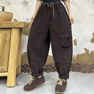 여자바지 배기핏 기모 슬랙스 겨울 슬림핏 포켓 배기 바지 원템4